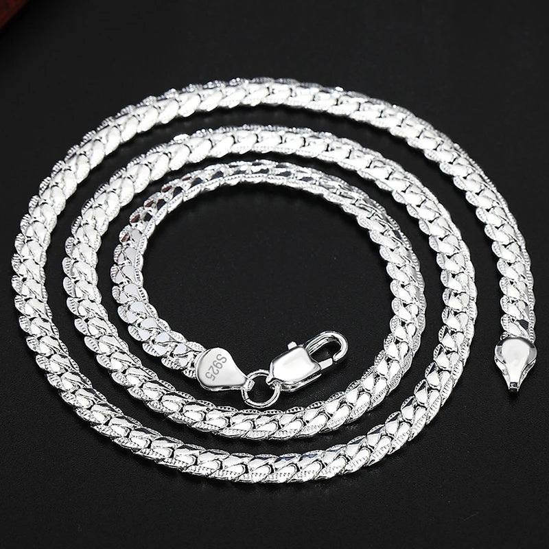 2 Pieces 5mm Full Side Chain Necklace Bracelet for Women Jewelry Sets