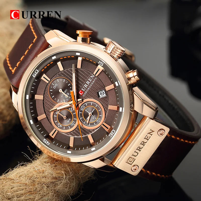 Curren Brand Men's Watch Leather Sports