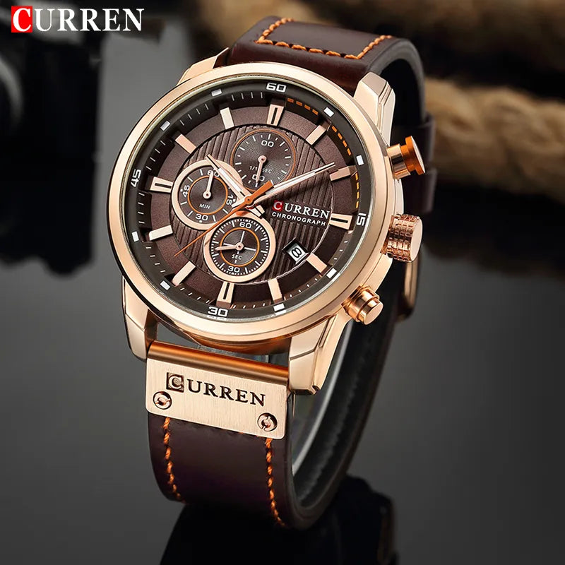 Curren Brand Men's Watch Leather Sports