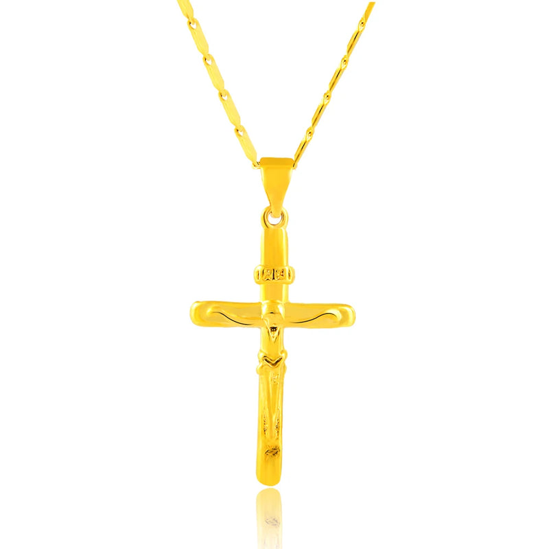 Pure gold color cross pendant