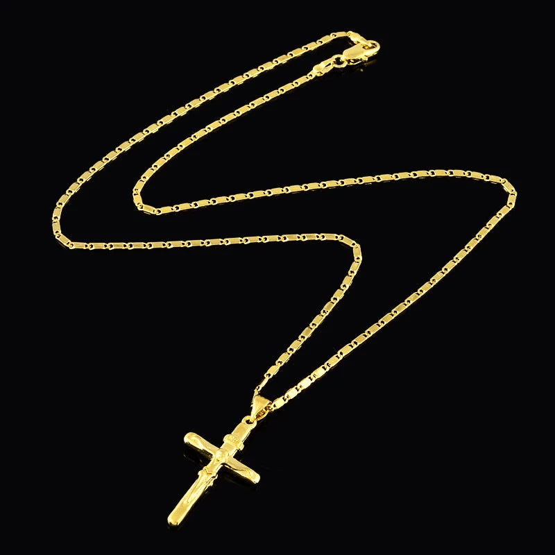 Pure gold color cross pendant