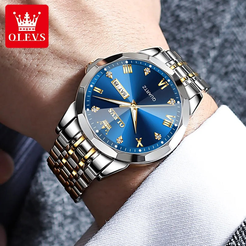 Olevs Men's Watches Mirror Rhombus Quartz Watch