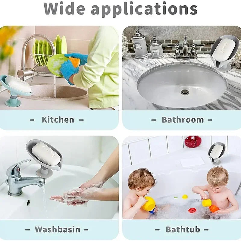 Drain Soap Holder Leaf Shape Soap Suction Cup