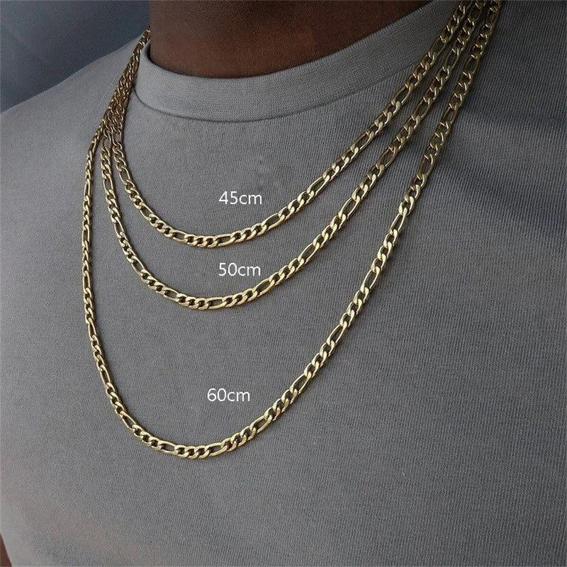 Silver Color Gold Alloy Long Necklace Chain for Men