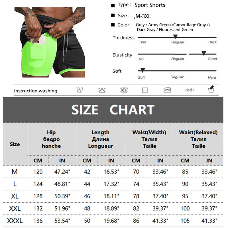 Men's Sport Shorts (Double) GREEN