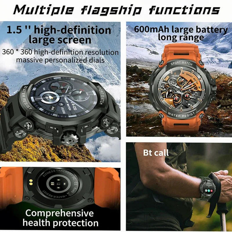 Men Bluetooth Call Wrist Watches Amoled Sport Fitness Clock 600mAh Health