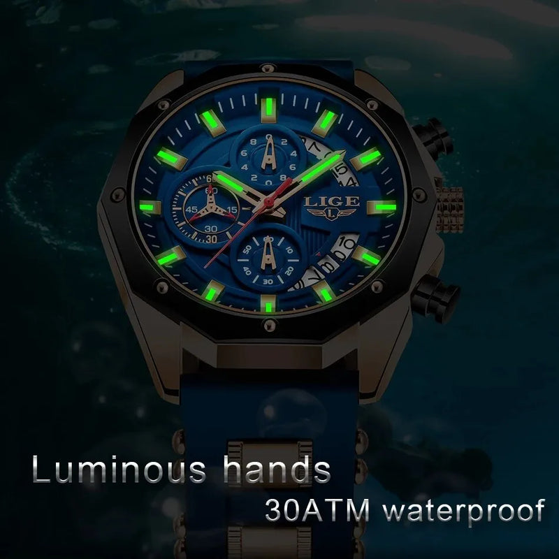 LIGE Fashion Men Watches Top Brand Luxury Silicone