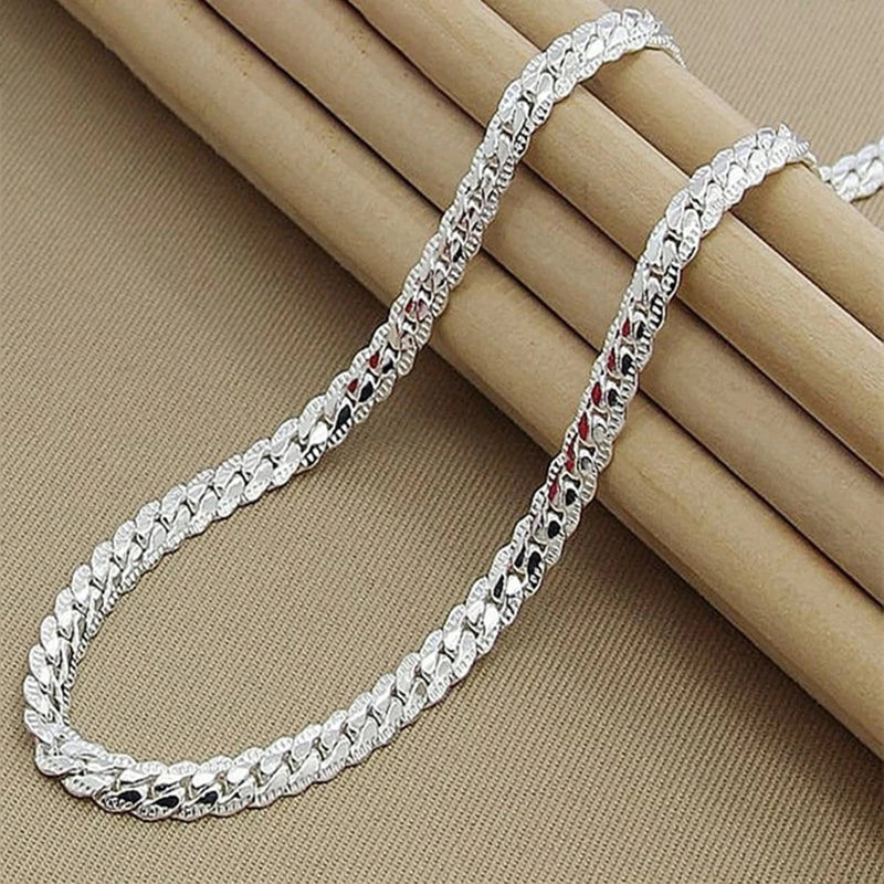 2 Pieces 5mm Full Side Chain Necklace Bracelet for Women Jewelry Sets