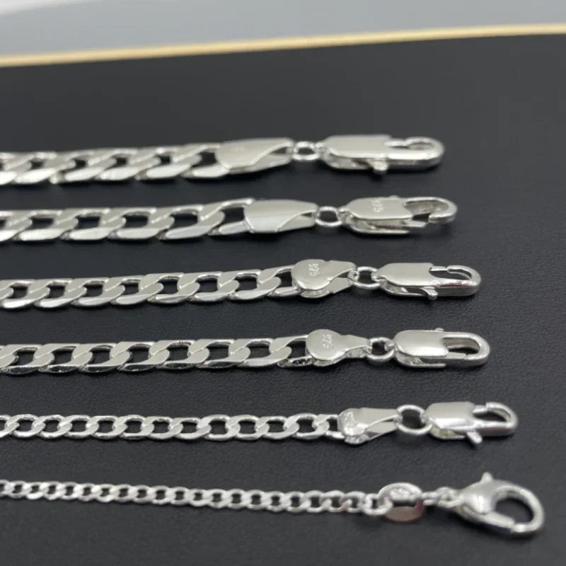 Sterling Silver Necklace Face Chain Lobster Clasp