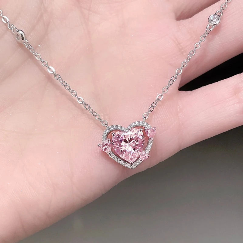 Sterling Silver Luxury Zircon Sweet Heart Pendant