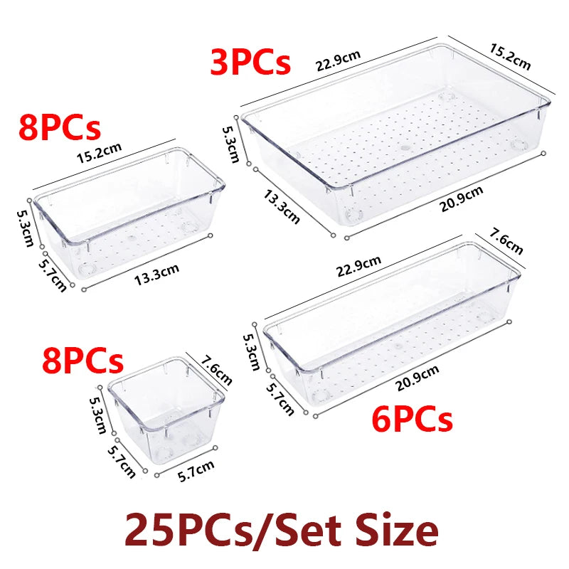 Desk Drawer Organizers: Clear storage boxes