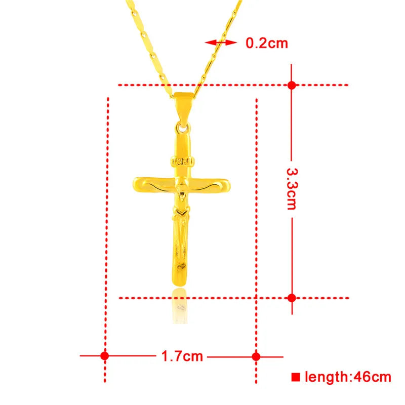 Pure gold color cross pendant