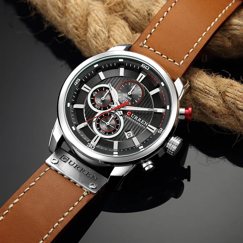 Curren Brand Men's Watch Leather Sports