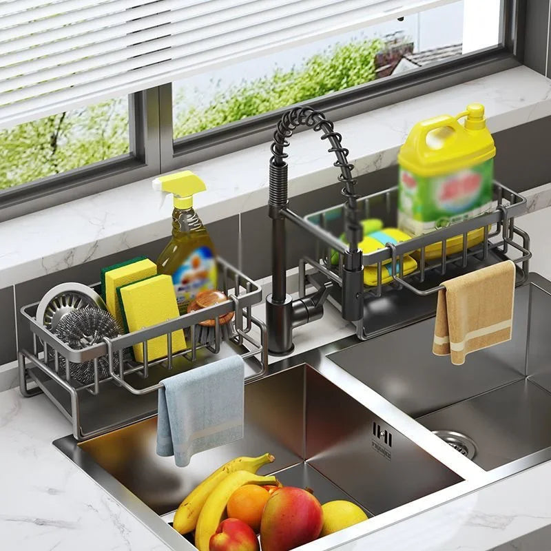 Kitchen Sink Drain Rack Organizer: Sink organizer with rack