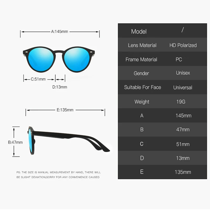 Fashion Round Polarized Sunglasses Men Women Classic Vintage