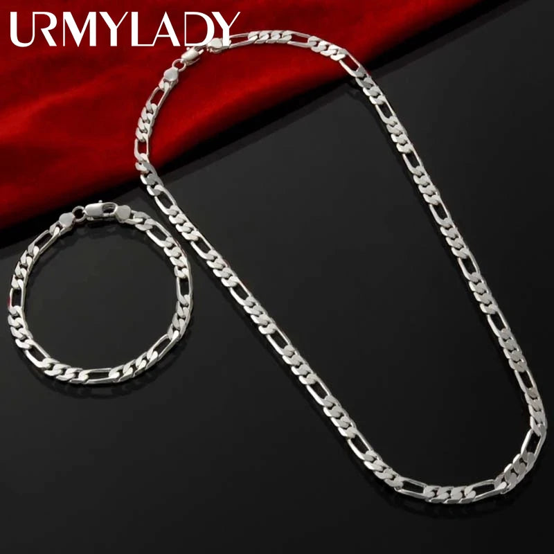 Chain for Men Women Bracelet Necklace Jewelry Set