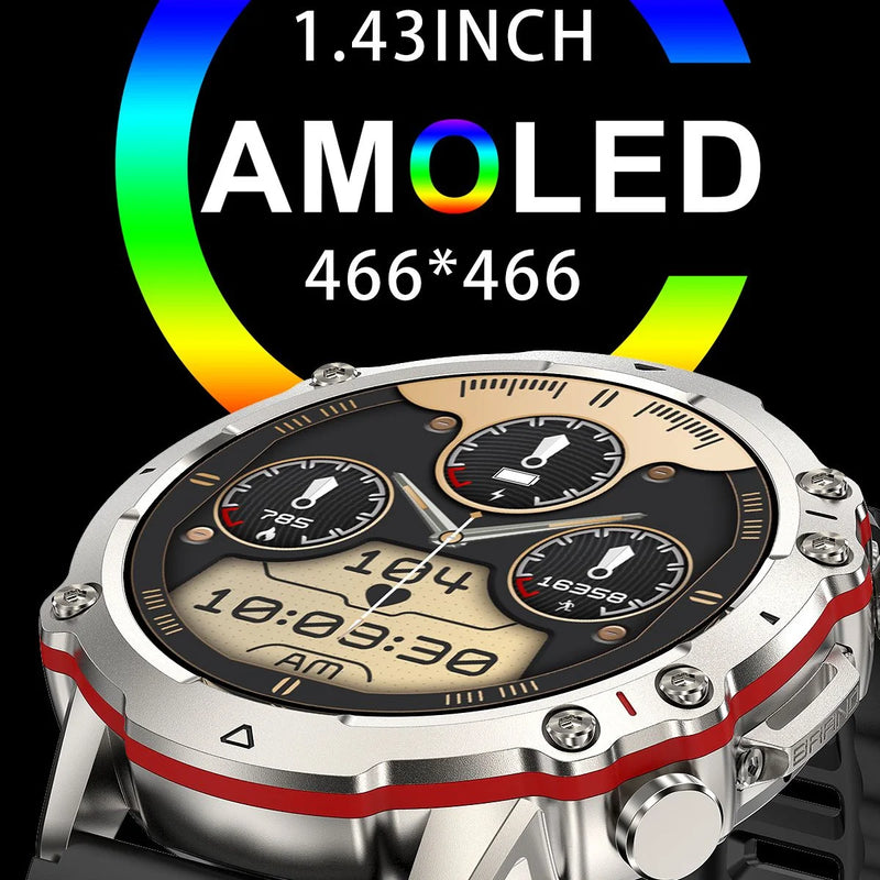 2023 New 1.43inch AMOLED Smart Watch Military Rugged Outdoor Sport