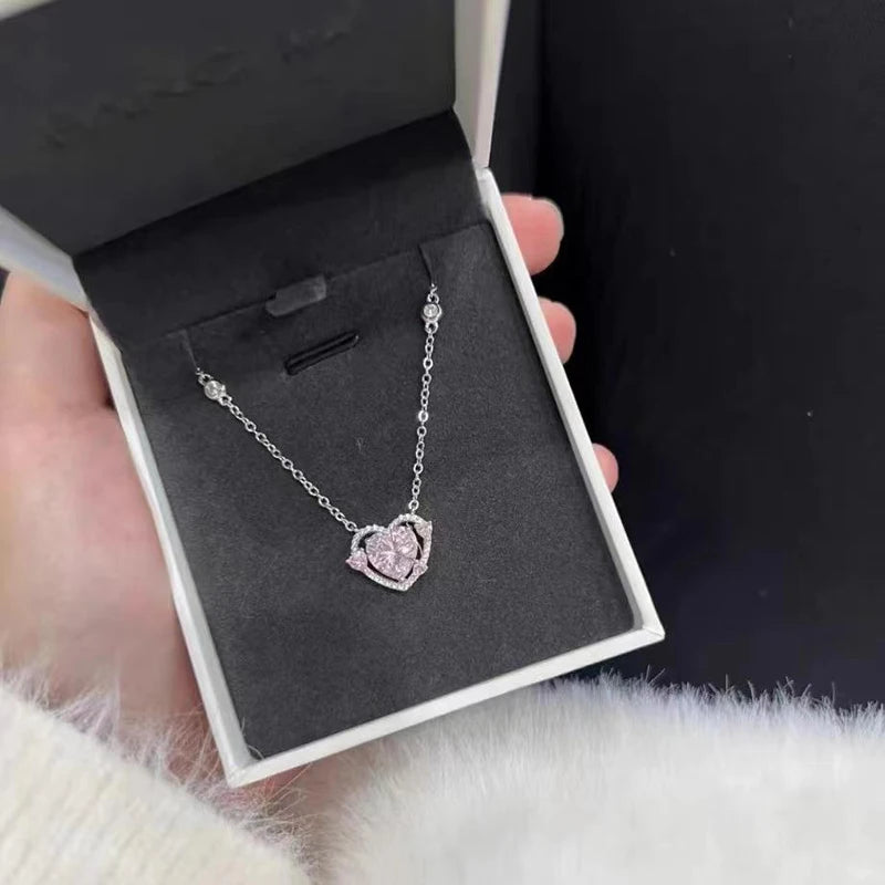 Sterling Silver Luxury Zircon Sweet Heart Pendant